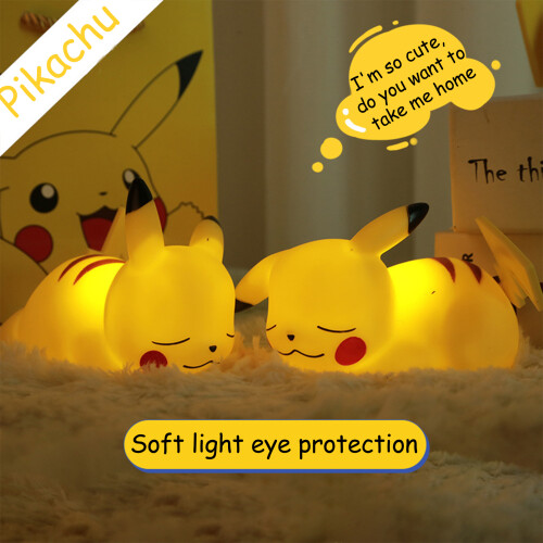 Χαριτωμένο νυχτερινό φωτιστικό Pikachu οικολογικό κάλυμμα σιλικόνης απαλή λάμψη με 1