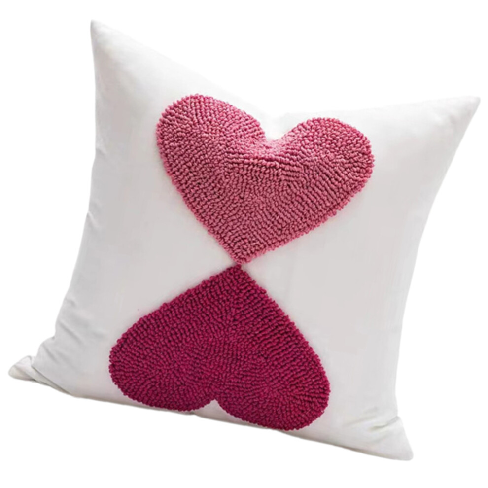 Redness Heart Embroidery Pillows Cover, Cotton Canvas-1