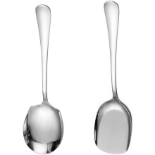 Vierkantlöffel für vielfältige Zwecke, große Servierlöffel mit ergonomischem Griff, 2-teiliges Set hochglanzpolierter Edelstahl-Kochutensilien