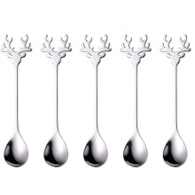 Kaffeelöffel-Set mit Rentiergriff, elegantes Edelstahl-Geschirr mit ansprechender Form für festliche Anlässe.