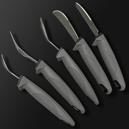 5pcs Grey Adaptive Cutlery Set Non-Slip Handle for Elderly 2