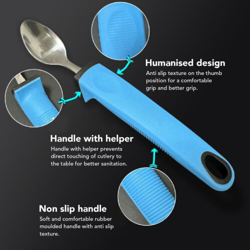 5pcs Adaptive Blue Cutlery Set | Non-Slip Handles for Elderly 2