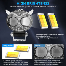 60W LED-motorfietsspotlights 6000K waterdicht, 2 stuks
