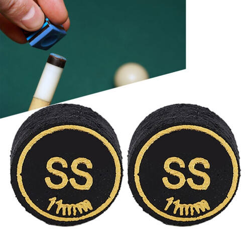 6PCS Black PU Billiard Cue Tips, 11mm Replacement Pool Tips