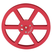 Lege tapehaspel van 7 inch (18 cm) van aluminiumlegering voor tape van 1/4 inch (6 mm), rood, 6 gaten