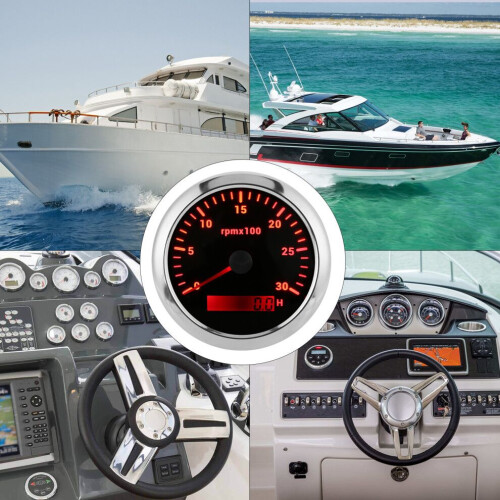 85mm Adjustable Tachometer 0‑3000rpm Multi-Color Backlight for Car Boat Engine 2