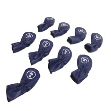 9 fundas para cabezas de palos de golf de cuero sintético azul oscuro, portátiles y elegantes.