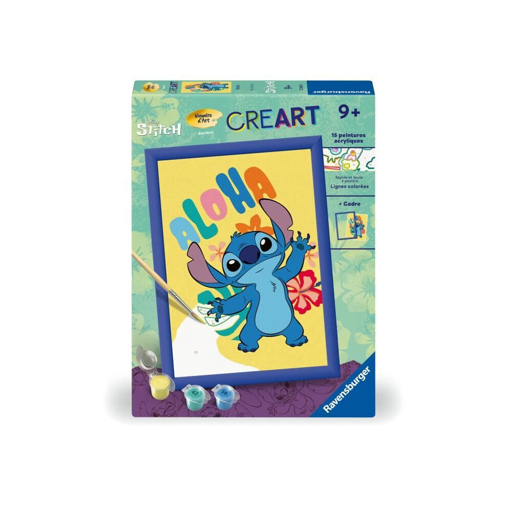 Ravensburger Creart Kids 18X24cm Stitch, Paint By Numbers Art Kit, Suitable From 7 Years, 25844,