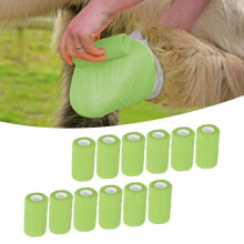 Set van 12 groene elastische verbanden van 10 cm voor de verzorging van katten, honden en paarden.
