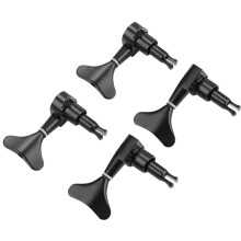 Stemmechanieken voor basgitaar met visstaartvorm, 2L2R, verzegelde knoppen, zwarte kleur.