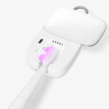 Estuche portátil para cepillos de dientes con protección UVC, blanco, resistente a la humedad, con ventilador