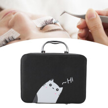 Large Capacity Pink/Black Eyelash & Nail Tool Organizer 24.5x18.5x11.5cm