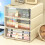 Large Capacity Cream PET Drawer Storage Box Organizer for Office 4