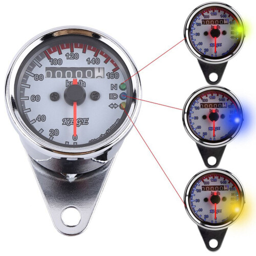 12V Motorcycle Odometer Speedometer LED Backlight Silver 160 km/h 2
