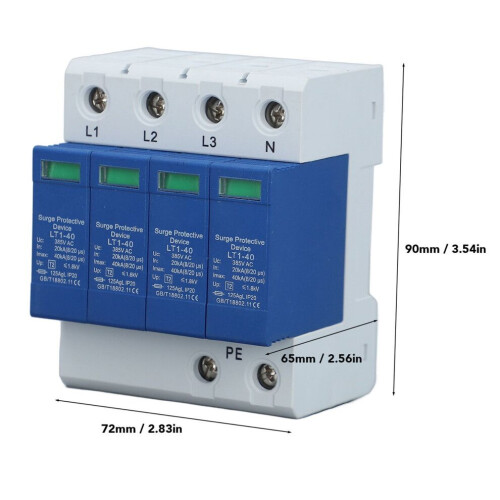 Rail Mount Low Voltage AC Surge Protector 4P 40KA with Indicator AC385V 1
