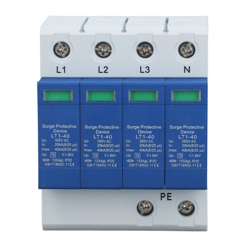 Rail Mount Low Voltage AC Surge Protector 4P 40KA with Indicator AC385V 2