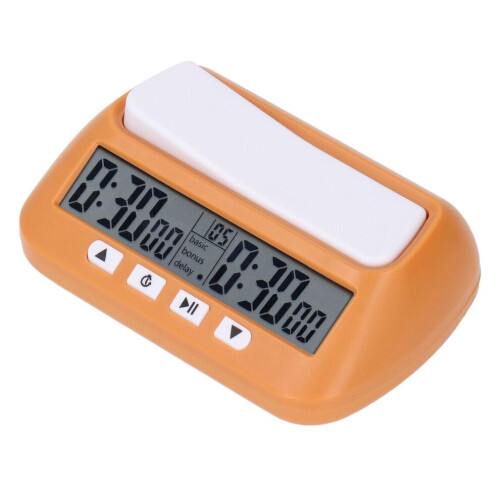 Digitale schaaktimer, draagbaar, professioneel, 14x9x4,5 cm, geel.