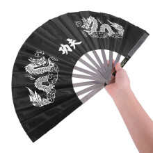 Roestvrijstalen Tai Chi, vechtsport, Kung Fu, dans, oefen-, trainings- en performanceventilator (zwart)