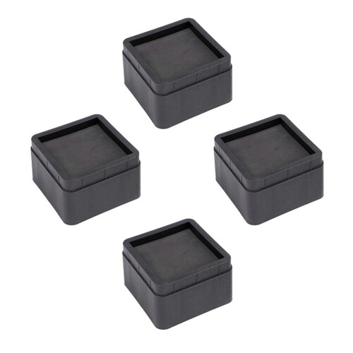 Square Black Bed Risers 4PCS 2-inch Stackable Furniture Legs with Protectors