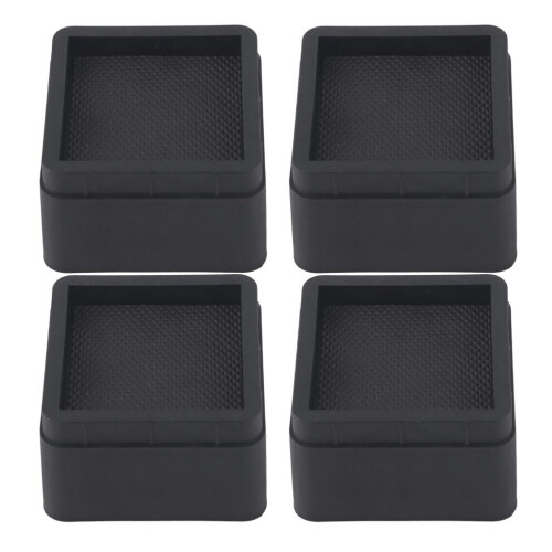 Square Black Bed Risers 4PCS 2-inch Stackable Furniture Legs with Protectors 1