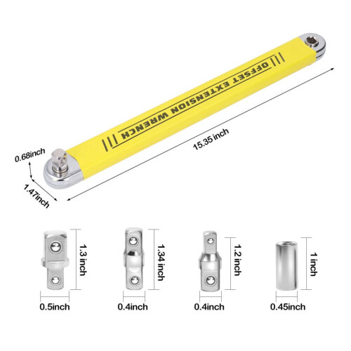 Veelzijdige offset verlengsleutel: 0 offset 1/2 inch 1/4 inch 3/8 inch adapters 1