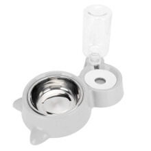 Großer Futter- und Wasserspender für Haustiere, 500 ml, Edelstahl, Grau