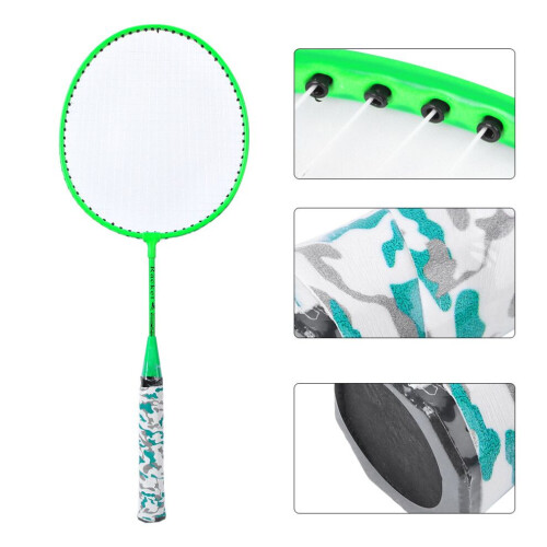 Barnbadmintonracketset med 2 bollar, fluorescerande grönt 2