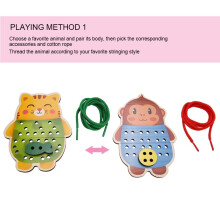 Juego de mesa de madera con dibujos de animales para niños, juguete educativo