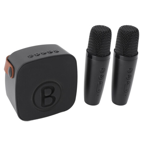 Portable Karaoke Speaker for Kids: Bluetooth Double Mics Black