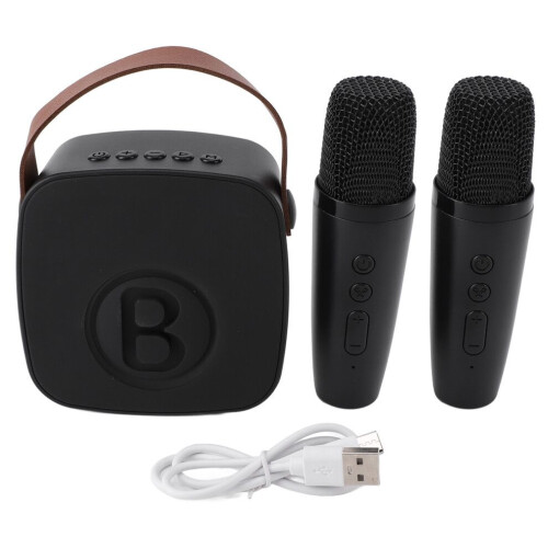 Portable Karaoke Speaker for Kids: Bluetooth Double Mics Black 1