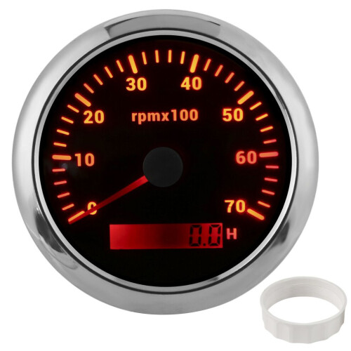 Engine Tachometer 85mm 0-7000rpm Adjustable 7-Color Backlight Black 1
