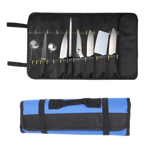 Waterproof Canvas Roll Up Tool Bag, 22 Pockets, Blue, Portable Organizer 2
