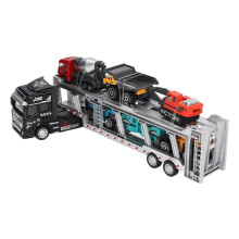 Spielzeug-LKW aus Metall mit Rückziehmechanismus, 7-in-1, 32 cm, Schwarz, mit Fahrzeugen