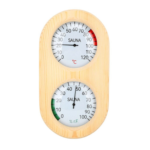 Premium träbastuhygrometer, termometer 0-120C och 0-100%, väggmontering 2