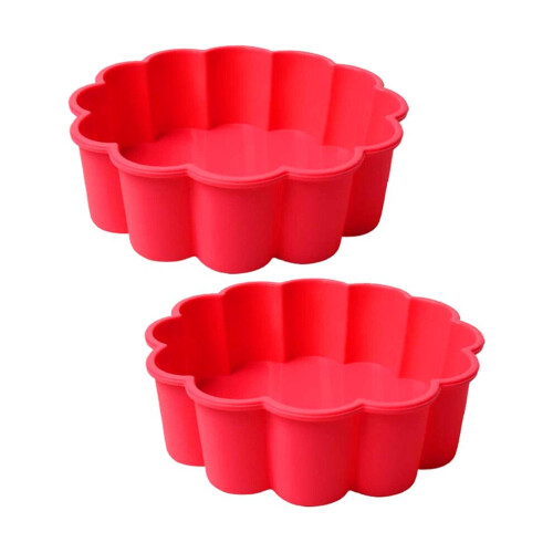 Red 20cm Silicone Quiche Dish Set: Non-Stick Easy Clean Versatile 1