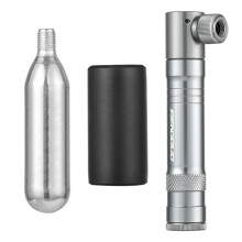 Bandenset voor racefietsen en mountainbikes met multifunctionele CO2-pomp.
