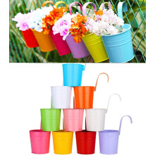 Recipientes decorativos para armazenamento, vasos de flores suspensos em metal para decoração de cercas de jardim, floreiras para varanda ou