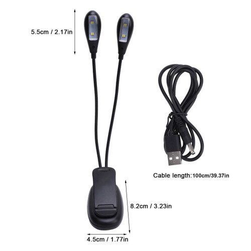 Clip-On Music Stand Light: 2 Brightness Modes USB Powered 1