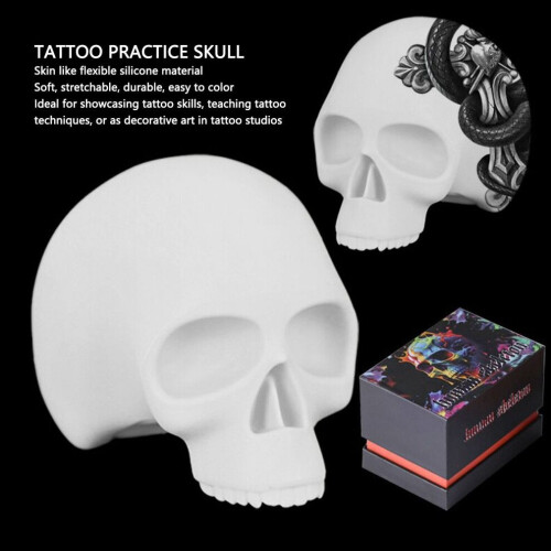 Silicone Skull Tattoo Practice Model 10.5x7.5cm Realistic Design 2