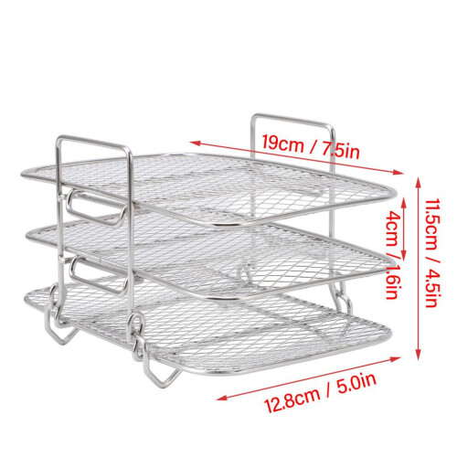 Sturdy 3-Layer Fryer & Dehydrator Rack - Rustproof 304 Stainless 1