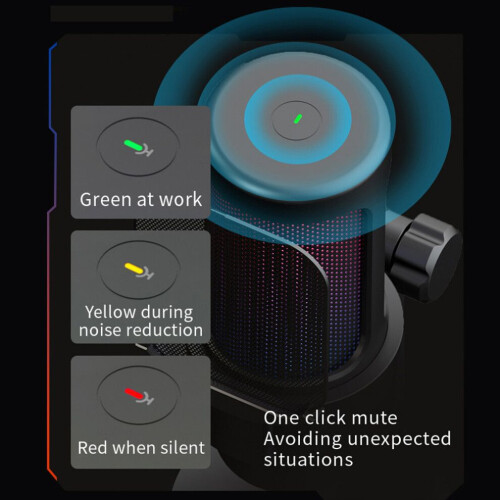 Plug & Play RGB USB-mikrofon för streaming på iOS/Android/Windows/MacOS