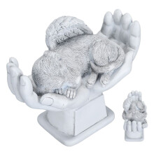 Statua commemorativa per animali domestici da esterno con mani, per arredo giardino, 14 pollici, pietra