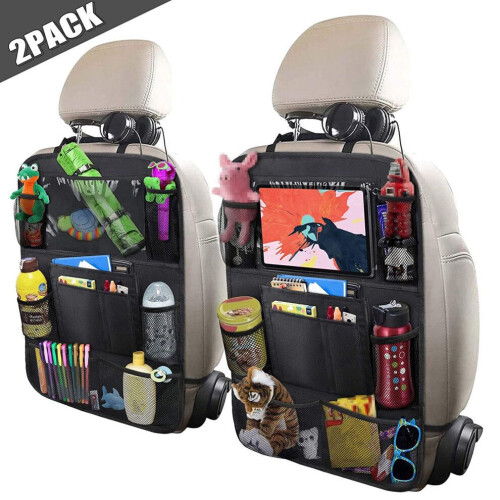 2er-Pack Auto-Rücksitz-Organizer, großes Fassungsvermögen mit Tabletfach, Schwarz 1