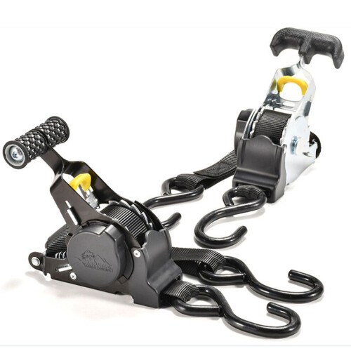 Retractable Webbing Ratchet Strap 680kg Load Capacity, 3.3m, Black/White Options 1