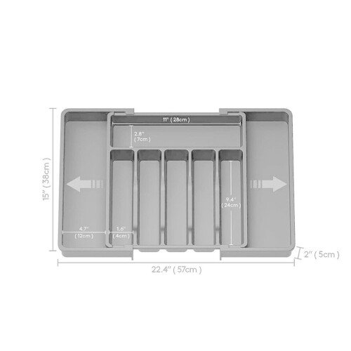 Expandable Gray Drawer Organizer PP Cutlery Tray, Side Expandable 1