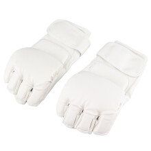 Halbfinger-Boxhandschuhe für Damen und Herren, weiße Box- und Sparringshandschuhe aus PU-Leder