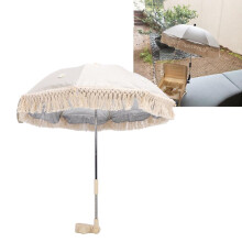 Ombrellone beige con nappa e protezione UV per passeggini e spiaggia, 80 cm