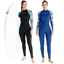 Dames wetsuit met UPF50+ Ice-Sense zonbescherming, maat XS-2XL, zwart/blauw