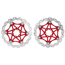 Disque de frein flottant de 203 mm pour VTT avec plaquettes de frein rouges - Accessoire de cyclisme
