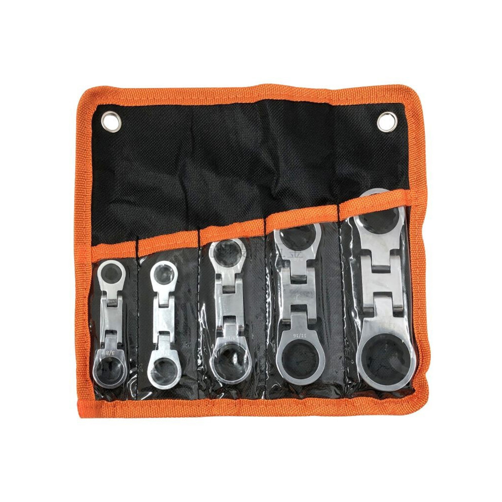 5Pcs Double Flexible Head Ratcheting Wrench Set Double Box End 7754000748273